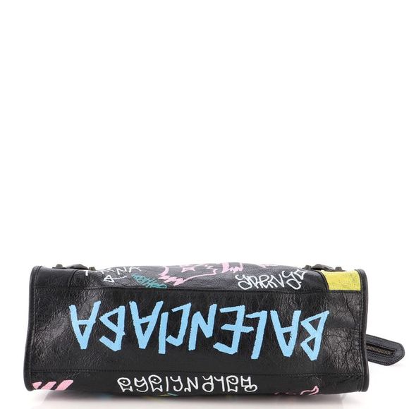 Balenciaga City Graffiti Classic Studs Bag Leather Medium Black, Print - Picture 5 of 7